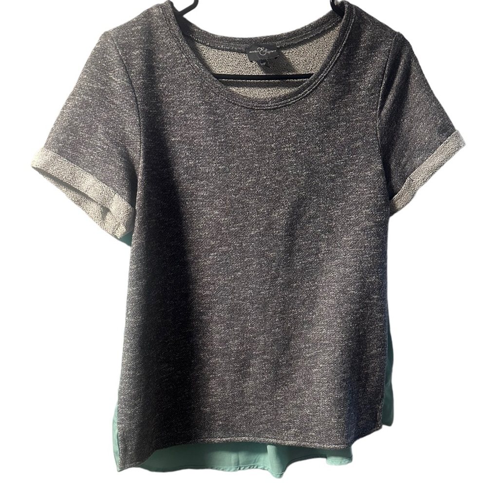 Market and Spruce knit and sheer short sleeve sweatshirt blouse size M EUC